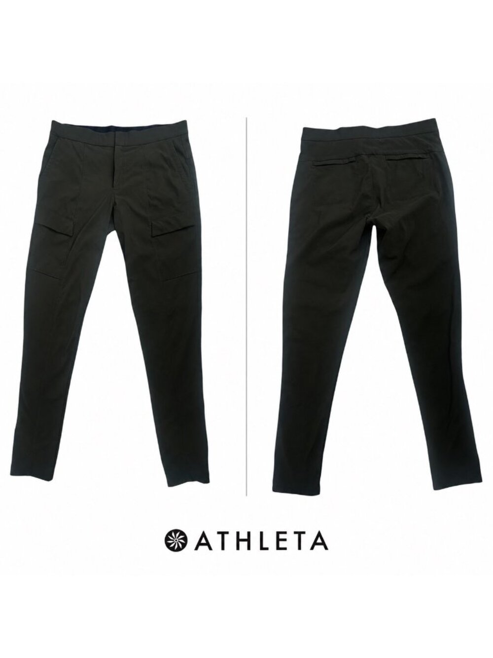 Athleta Pants 10 Tall Olive Green Stretch Cargo Utility Slim Leg Gorpcore NWOT